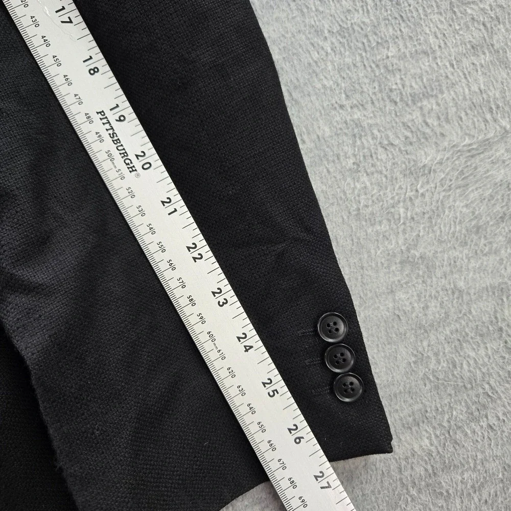 VINTAGE Hugo Boss Men Jacket 46L Black‎ Super 100 Wool Blazer Black Label